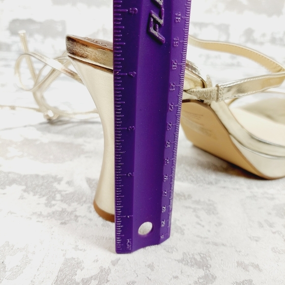 New BP Netta Platform Gold Metallic Strappy Sandals H864 - Picture 10 of 13